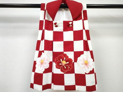 平和屋着物[]七五三　女の子　３歳　祝着　三つ身　長襦袢(単衣)・被布・小物セット　双鶴花文　金彩　DABG3032ma