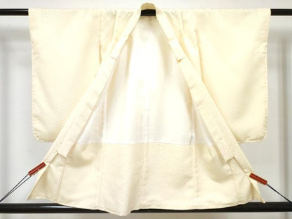 平和屋着物[]七五三　男の子　祝着・羽織・長襦袢(単衣)・行灯袴・小物セット　鳥の子色　刺繍　狩猟文　市松文様　金糸　DABG3036ma