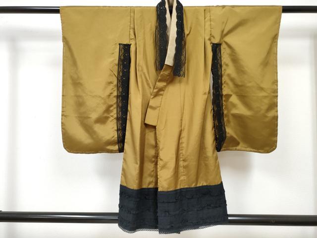 平和屋着物[]七五三　女の子　３歳　祝着　三つ身　長襦袢(単衣・レース付き)・被布(ベロア)セット　薔薇 バラ　暈し染め　DABG3047ma