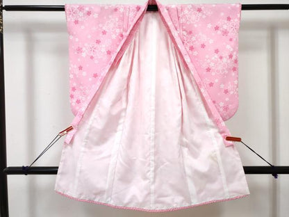 平和屋着物[]七五三　女の子　３歳　祝着　三つ身　長襦袢(単衣・半衿刺繍)・被布・小物セット 刺繍 牡丹 舞桜 金糸 洗える着物 DABG3049ma