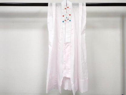 平和屋着物[]七五三　女の子　３歳　祝着　三つ身　長襦袢(単衣・半衿刺繍)・被布・小物セット 刺繍 牡丹 舞桜 金糸 洗える着物 DABG3049ma