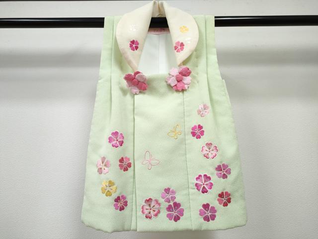 平和屋着物[]七五三　女の子　３歳　祝着　三つ身　長襦袢(単衣・半衿刺繍)・被布・小物セット 刺繍 牡丹 舞桜 金糸 洗える着物 DABG3049ma