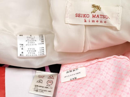 平和屋着物[]七五三 女の子 松田聖子 SEIKOMATSUDA ３歳 祝着 三つ身 長襦袢(単衣・半衿刺繍)・被布セット 花尽くし 黒地 金彩 DABG3051ma