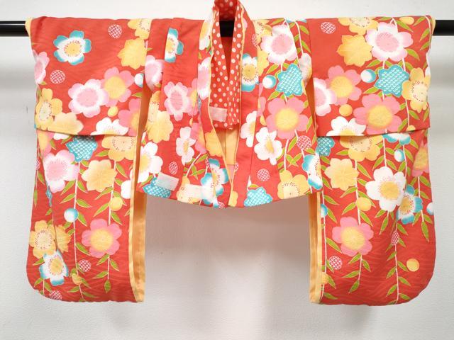 平和屋着物[]七五三　女の子　祝着　二部式　つけ帯・髪飾りセット　草花文　DABG3054ma