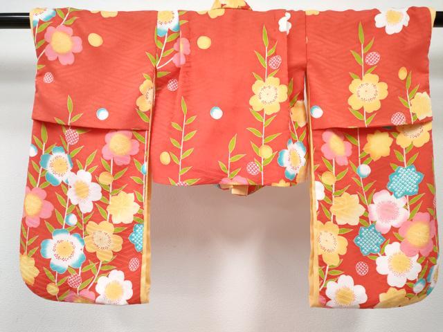 平和屋着物[]七五三　女の子　祝着　二部式　つけ帯・髪飾りセット　草花文　DABG3054ma