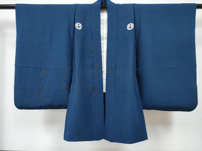 平和屋着物[]七五三　男の子　祝着・色紋付羽織・長襦袢(無双仕立て)・行灯袴・小物セット 草木染 青藍色 逸品 DABG3055ma