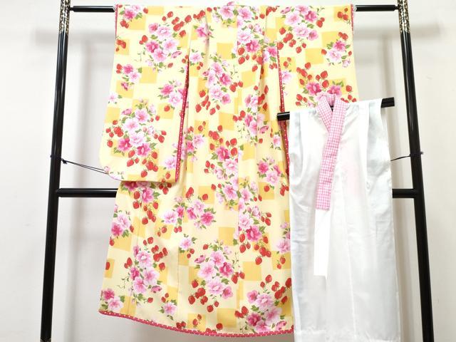 平和屋着物[]七五三　女の子　松田聖子　SEIKOMATSUDA　７歳　祝着　四つ身　長襦袢(単衣)セット　成り物　洗える着物　DABG3058ma