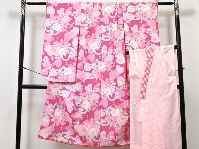平和屋着物[]七五三 女の子 松田聖子 SEIKOMATSUDA ７歳 祝着 四つ身 襦袢(単衣)セット 草花文 洗える着物 DABG3062ma