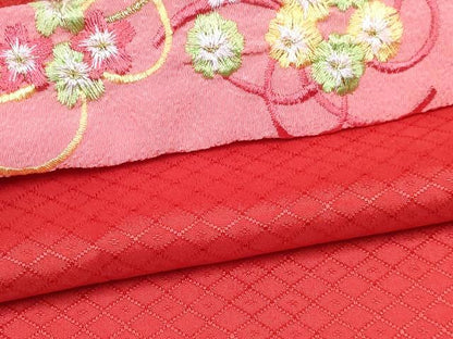 平和屋着物[]七五三　女の子　花夢二　７歳　祝着　四つ身　襦袢(単衣・半衿刺繍)セット　花蝶文　黒地　金彩　DABG3063ma