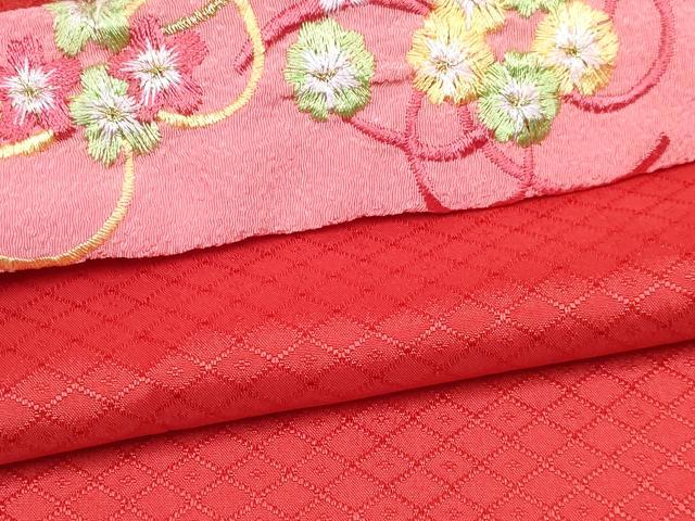 平和屋着物[]七五三　女の子　花夢二　７歳　祝着　四つ身　襦袢(単衣・半衿刺繍)セット　花蝶文　黒地　金彩　DABG3063ma