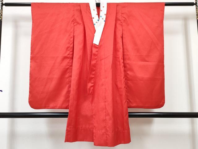 平和屋着物[]七五三　女の子　７歳　祝着　四つ身　襦袢(単衣・半衿刺繍)セット　王冠　花蝶文　黒地　金彩　洗える着物　DABG3064ma