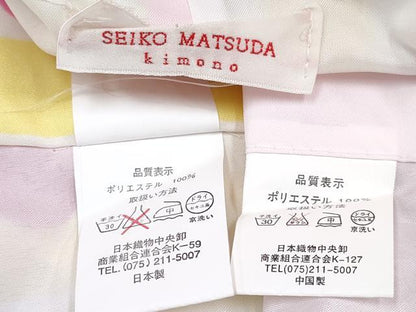 平和屋着物[]七五三　女の子　松田聖子　SEIKOMATSUDA　７歳　祝着　四つ身　襦袢セット　動物 成り物 花 金彩　洗える着物　DABG3066ma