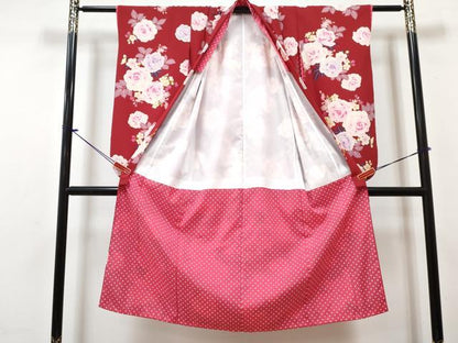 平和屋着物[]七五三　女の子　松田聖子　SEIKOMATSUDA　７歳　祝着　四つ身　襦袢(単衣)セット　草花文　洗える着物　DABG3067ma