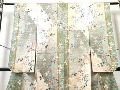 平和屋着物[]七五三　女の子　７歳　祝着　四つ身　萩　金銀彩　逸品　DABG3071ma