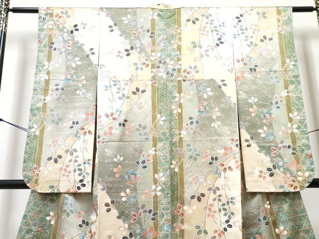 平和屋着物[]七五三　女の子　７歳　祝着　四つ身　萩　金銀彩　逸品　DABG3071ma