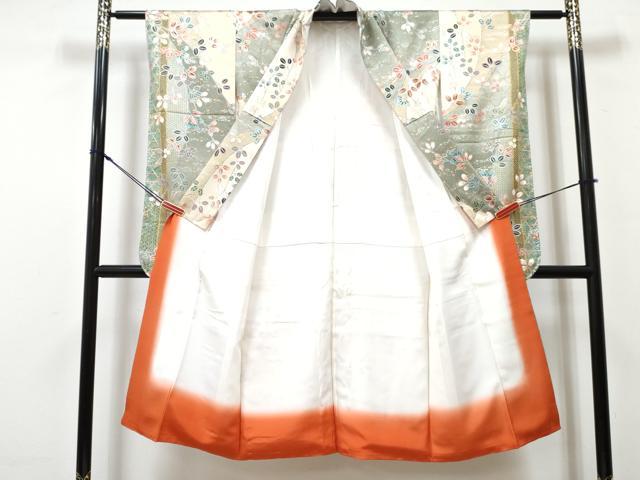 平和屋着物[]七五三　女の子　７歳　祝着　四つ身　萩　金銀彩　逸品　DABG3071ma
