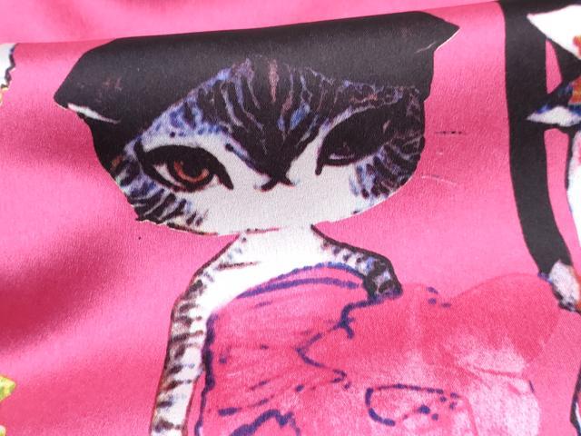 平和屋着物[]七五三　女の子　３歳　祝着　三つ身　長襦袢(単衣)・髪飾りセット　猫 ねこ　洗える着物　DABG3073ma