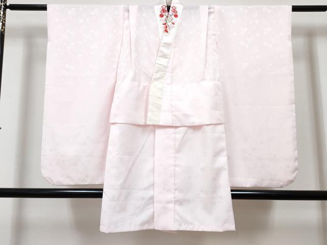 平和屋着物[]七五三　女の子　７歳　祝着　四つ身　長襦袢(無双仕立て・半衿刺繍)セット　絞り　雲取り花文　金彩　逸品　DABG3075ma