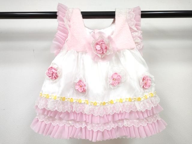 平和屋着物[]七五三　女の子　３歳　祝着　三つ身　長襦袢(単衣・半衿刺繍)・被布 ベストセット　草花間道　金彩　洗える着物　DABG3076ma