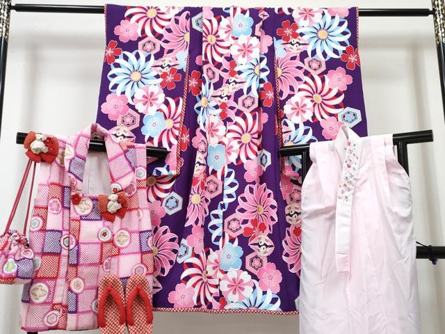 平和屋着物[]七五三 女の子 ３歳 祝着 三つ身 長襦袢(単衣・半衿刺繍)・被布・小物セット 双鶴花文 金彩 洗える着物 DABG3078ma
