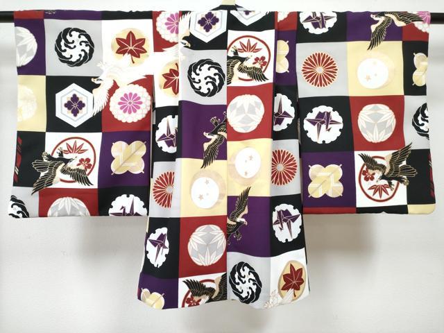 平和屋着物[]七五三　男の子　祝着・羽織・長襦袢(単衣・半衿刺繍)・行灯袴・小物セット　鷹 鷲 折り鶴吉祥文 金彩 洗える着物 DABG3079ma
