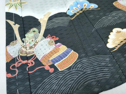 平和屋着物[]七五三　男の子　子供　羽織　鶴　龍　兜　笹松文　暈し染め　金彩　洗える着物　未使用　DABG3081ma
