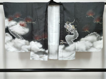 平和屋着物[]七五三　男の子　子供　羽織　鷹　鷲　龍　松　暈し染め　洗える着物　未使用　DABG3110ma