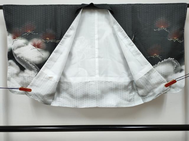 平和屋着物[]七五三　男の子　子供　羽織　鷹　鷲　龍　松　暈し染め　洗える着物　未使用　DABG3110ma
