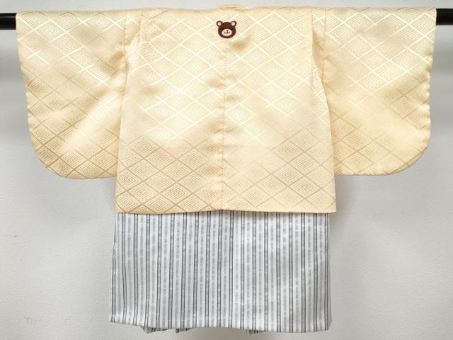 平和屋着物[]お宮参り　男の子　祝着　産着　ベビー着物　菱地紋　蜂蜜色　紐式　DABG3124ma