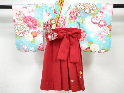 平和屋着物[]お宮参り　女の子　祝着　産着　ベビー着物　帯・髪飾り付き　鞠花文　暈し染め　金彩　マジックテープ式　DABG3125ma