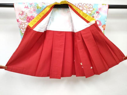 平和屋着物[]お宮参り　女の子　祝着　産着　ベビー着物　帯・髪飾り付き　鞠花文　暈し染め　金彩　マジックテープ式　DABG3125ma