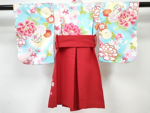 平和屋着物[]お宮参り　女の子　祝着　産着　ベビー着物　帯・髪飾り付き　鞠花文　暈し染め　金彩　マジックテープ式　DABG3125ma