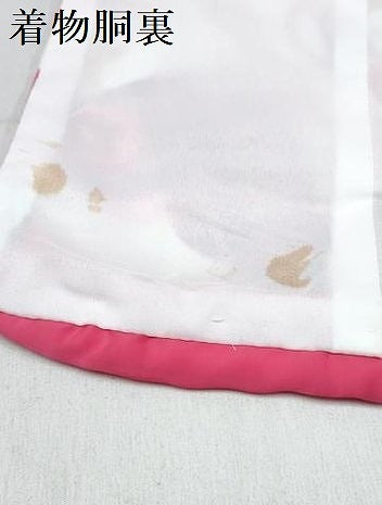 平和屋着物[]七五三　女の子　南明奈　３歳　祝着　三つ身　被布(猫耳フード付き)・草履セット　成り物 薔薇 ハート　DABG3126ma
