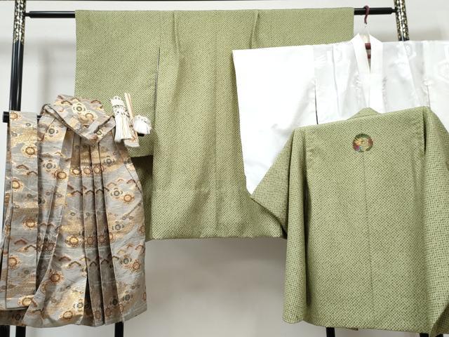 平和屋着物[]七五三　男の子　祝着・羽織・長襦袢(無双仕立て)・行灯袴・小物セット　鹿の子文　DABG3128ma