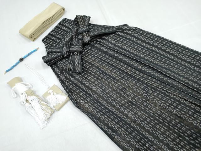 平和屋着物[]七五三　男の子　祝着・羽織・長襦袢(単衣)・行灯袴・小物セット　市松文様　DABG3129ma