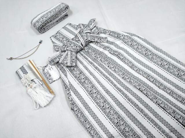 平和屋着物[]七五三　男の子　祝着・陣羽織・長襦袢(単衣・半衿刺繍)・行灯袴・小物セット　紺鼠色　打ち出の小槌　唐草地紋　DABG3131ma