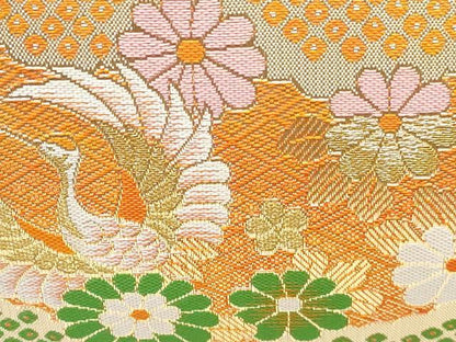 平和屋着物[]和装小物　女の子　子供　草履・バッグ・帯揚げ・しごきセット　飛鶴花文　金糸　箱付き　逸品　DABG3136ma　