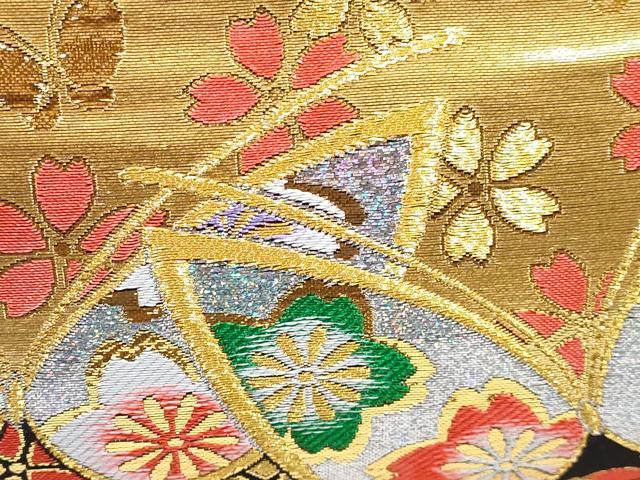 平和屋着物[]和装小物　女の子　子供　草履・バッグ・帯揚げ・しごきセット　舞蝶花文　金銀糸　箱付き　逸品　DABG3137ma