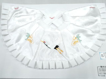平和屋着物[]和装小物　お宮参り　男の子　子供　帽子・スタイ・お守り袋セット　刺繍　飛鶴松文　箱付き　未使用　DABG3139ma