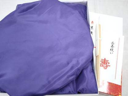 平和屋着物▼長寿　古希　祝着セット　飛鶴亀甲地紋　半色　箱付き　洗える着物　DABG3140ma
