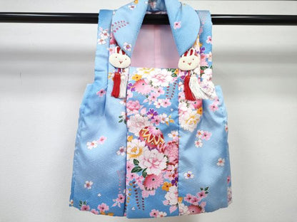 平和屋着物[]七五三　女の子　３歳　祝着　三つ身　長襦袢(単衣)・被布・草履・小物セット　鞠花文　暈し染め　金彩　箱付き　DABG3145ma