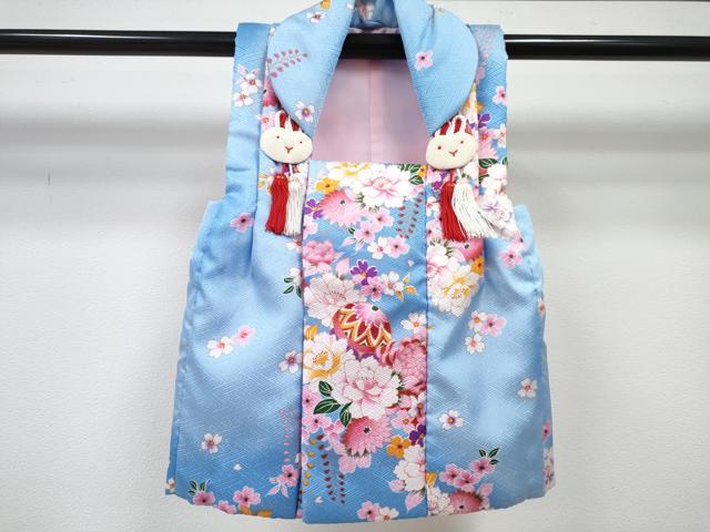 平和屋着物[]七五三　女の子　３歳　祝着　三つ身　長襦袢(単衣)・被布・草履・小物セット　鞠花文　暈し染め　金彩　箱付き　DABG3145ma
