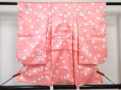 平和屋着物[]七五三　女の子　３歳　祝着　三つ身　長襦袢(単衣・半衿刺繍)・被布・草履・小物セット　花尽くし　箱付き　DABG3146ma