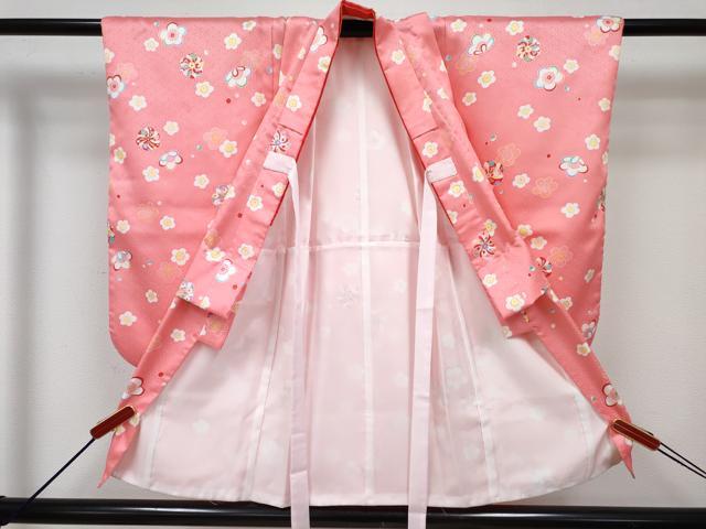 平和屋着物[]七五三　女の子　３歳　祝着　三つ身　長襦袢(単衣・半衿刺繍)・被布・草履・小物セット　花尽くし　箱付き　DABG3146ma