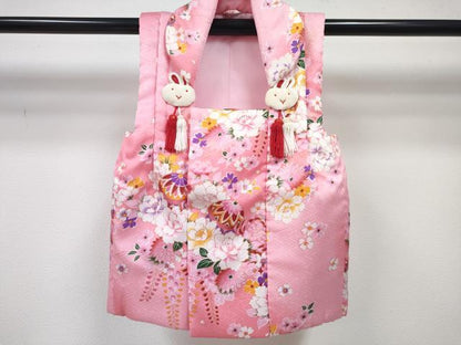 平和屋着物[]七五三　女の子　３歳　祝着　三つ身　長襦袢(単衣)・被布・草履・小物セット　鞠花文　暈し染め　金彩　箱付き　DABG3147ma