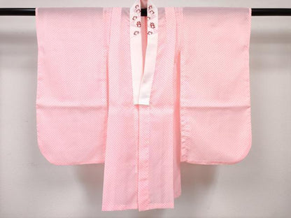 平和屋着物[]七五三　女の子　３歳　祝着　三つ身　長襦袢(単衣)・被布・草履・小物セット　鞠花文　暈し染め　金彩　箱付き　DABG3148ma