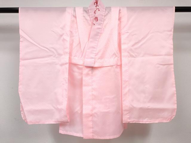 平和屋着物[]七五三　女の子　３歳　祝着　三つ身　長襦袢(単衣)・被布・草履・小物セット　羽子板花文 暈し染め 金彩　箱付き　DABG3149ma