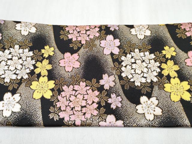 平和屋着物[]女の子　子供　つけ帯　流水桜文　黒地　金銀糸　箱付き　DABG3163ma