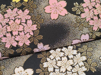 平和屋着物[]女の子　子供　つけ帯　流水桜文　黒地　金銀糸　箱付き　DABG3163ma