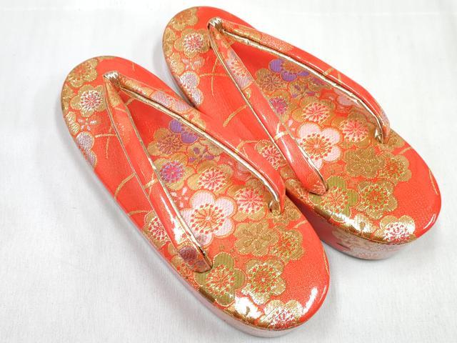平和屋着物[]女の子　子供　草履・帯締め・バッグ・小物セット　梅　金銀糸　箱付き　逸品　DABG3165ma